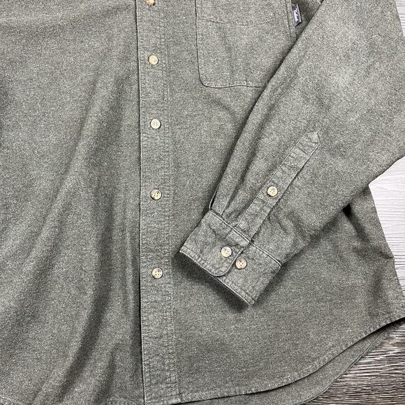 Woolrich Button Up Mens Cotton Flannel Chamois Shirt Large Green Lumberjack - Picture 5 of 13